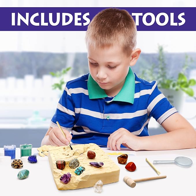 DANCING BEAR Gem stone Dig Kit, Excavate 16 Real Gems & Crystals including - Image 5