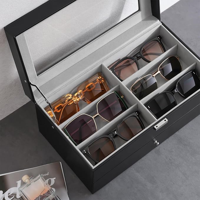 ProCase 12 Slots Sunglasses Organizer, 2 Layer Sunglass Case, Leather Eyeglass - Image 6