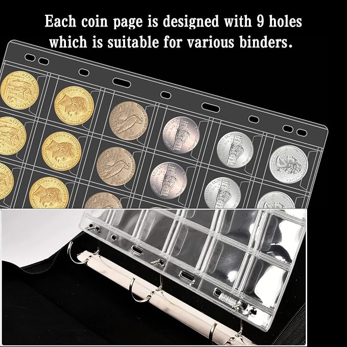 10 Sheets Coin Collection Pages, Coins Pocket Page - Image 4
