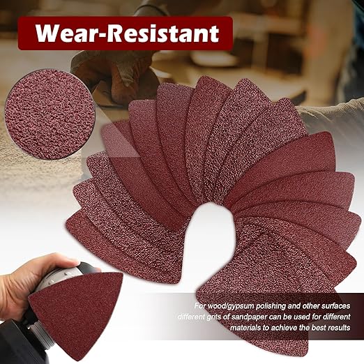 260pcs Oscillating Tool Sanding Pads Kit, 5pcs Triangle Sanding Pads and 5pcs Finger Sanding Pad, 250pcs Multitool Sandpaper Set, Multi Tool Sanding Attachment Fit for Finishing Wood