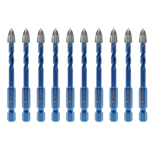 1/4 inch Masonry Drill Bits Set for Porcelain Tile Ceramic Stone Granite Marble,Hex Shank Diamond Hole Saw Drill Bit（10pcs）
