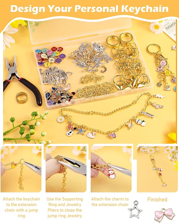 FIVEIZERO 359Pcs Charms Lip Gloss Keychain Making Kit, Charm Making Kit - Image 4