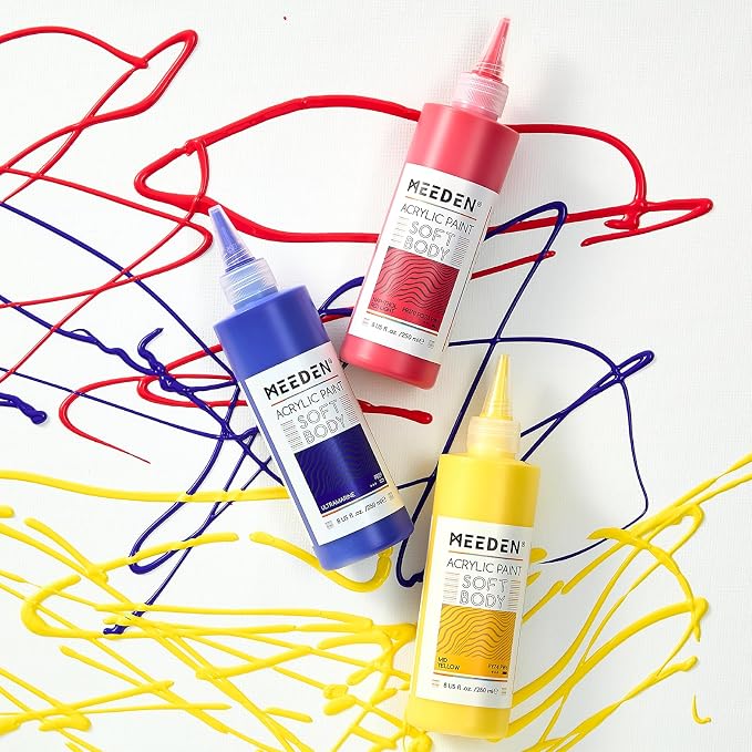 MEEDEN Soft Body Acrylic Paint: Yellow Pale Matte Finish - 250ml/8.45oz Bulk - Image 8