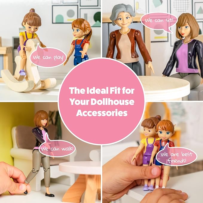 Dollhouse People, Bendable Dollhouse Family Set – 9 Poseable Figures Including - Image 2