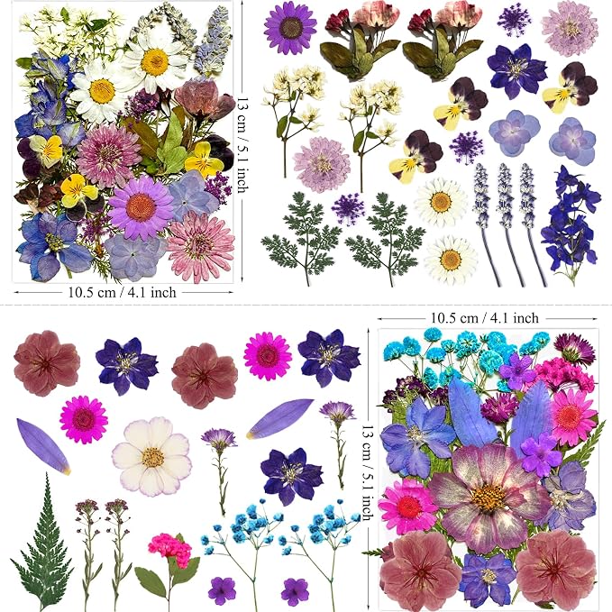 MIKIYA 91Pcs Purple Pressed Dried Flowers - Image 6
