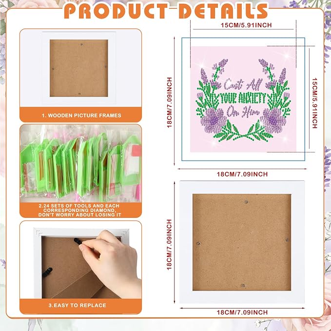 Trandraft 13 Pcs Religious Flower Diamond Art Kits - Image 2