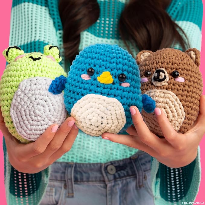 Original Squishmallows Omar the Bear Crochet Kit, Includes Yarn, Crochet Hook - Image 7