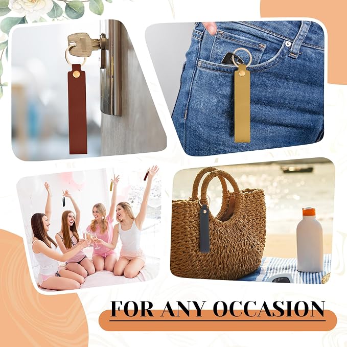 Wavyknot 100 Pcs PU Leather Keychain Blanks Bulk Laser Engraving Blanks - Image 5