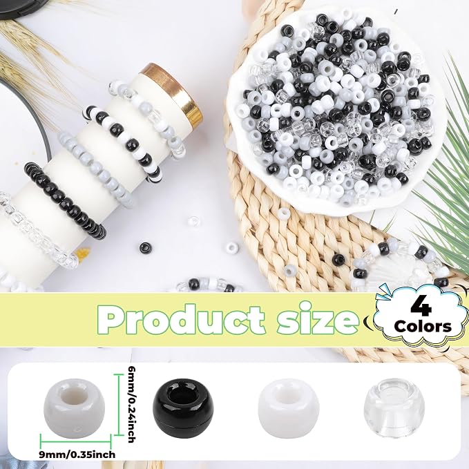 Black White Pony Beads 1000 Pcs Beads - Image 2