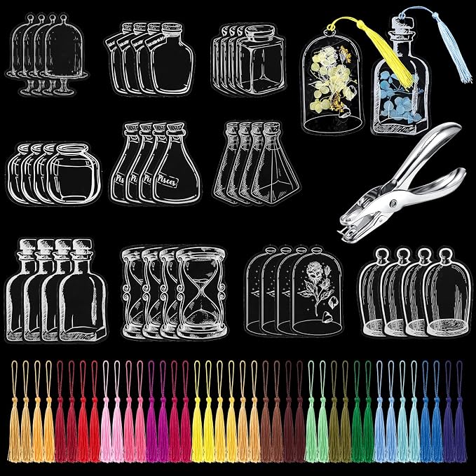 Tallew 81 Pcs DIY Dried Flower Bookmark Making Kit Include 40 Clear Transparent by Tallew