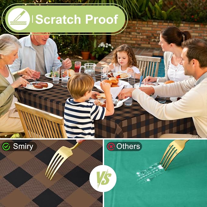 Smiry Rectangle Table Cloth, Waterproof Vinyl Tablecloths - Image 5