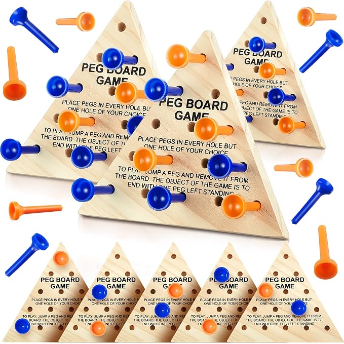 Zhanmai 3 Sets Wooden Triangle Peg, Educational Board, Travel Size, Operation by Zhanmai