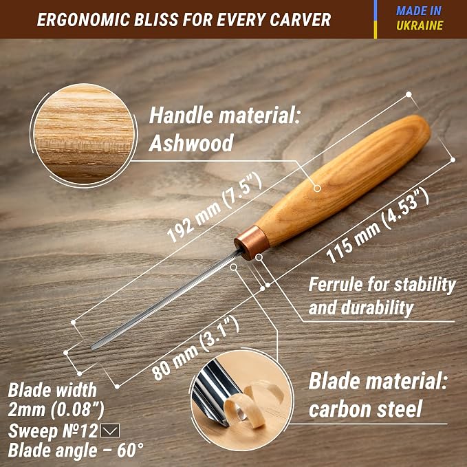 BeaverCraft Wood Carving Chisels, V Gouge - Image 2