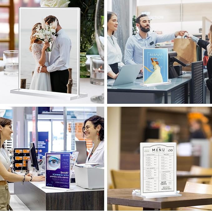 30 Pack Acrylic Sign Holder 8.5 x 11, Double-Sided Clear Sign Holder Plastic - Image 7