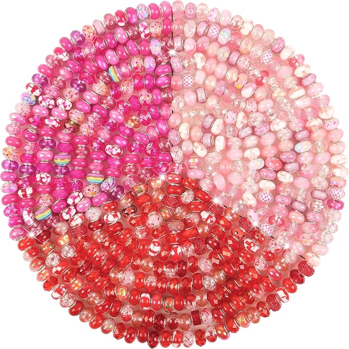 Zyehxed Large Hole Beads Red Rose Pink Fairy Wand Garden Beads by BRACELETMAKINGKIT