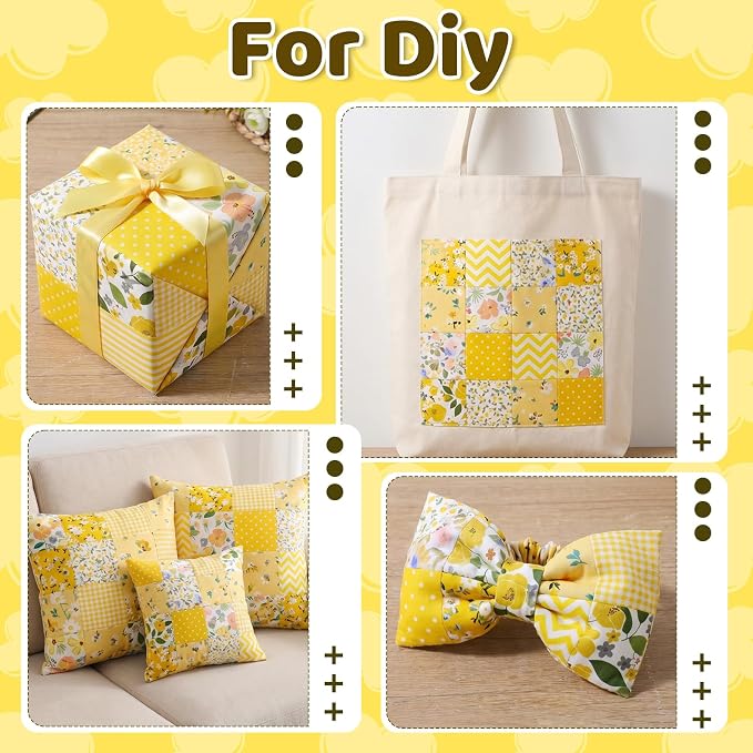 84 Pcs Yellow Charm Packs for Quiltings, Cotton Quilting Fabric Bundles - Image 5
