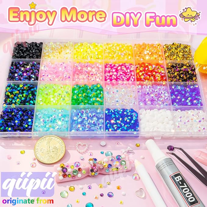 qiipii Resin Rhinestones Flatback Stones Jelly Gems Diamonds 24 Color 3800pcs - Image 4