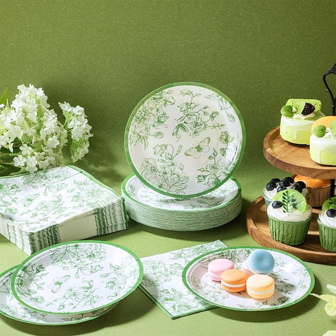 Zhehao 120 Pcs Disposable Paper Plates and Napkins Bulk Birthday Party - Image 7