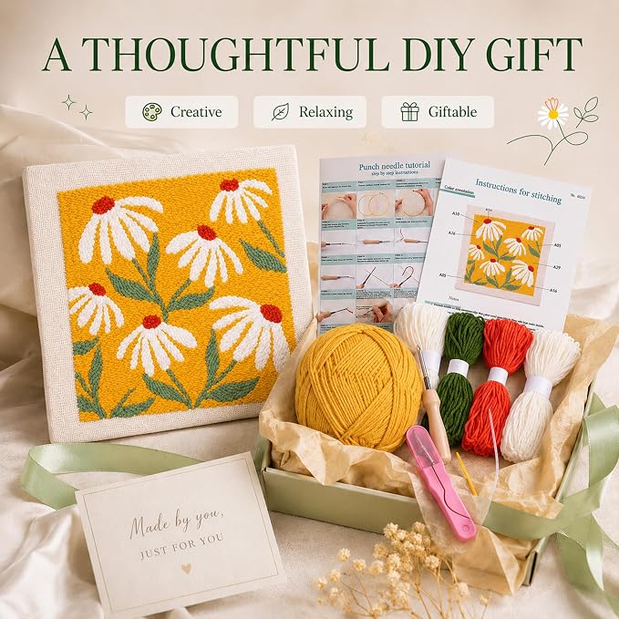 HRTHRT Punch Needle Kit for Beginners, 9.8" Frame Yarn Craft Set. | Punch - Image 7