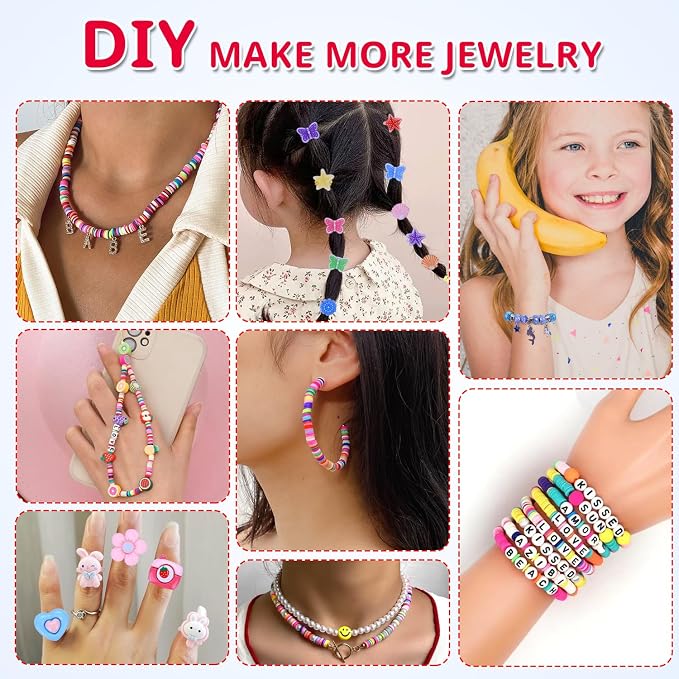 AIPRIDY 3200 Pieces Girls Toys Bracelet Making Kit, Unicorn/Mermaid Clay Beads - Image 4