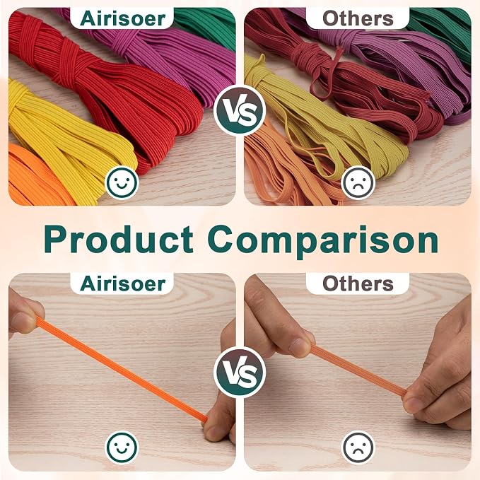 Airisoer 12 Rolls 1/4 Inch Elastic Band - Image 4