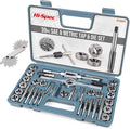 Hi-Spec 39 Piece SAE & Metric Tap & Die Set. Complete M3 to M12 / #4 to 1/2in Fine & Coarse Tools to Cut, Chase and Thread with Screw Pitch Gauge in a Tray Case