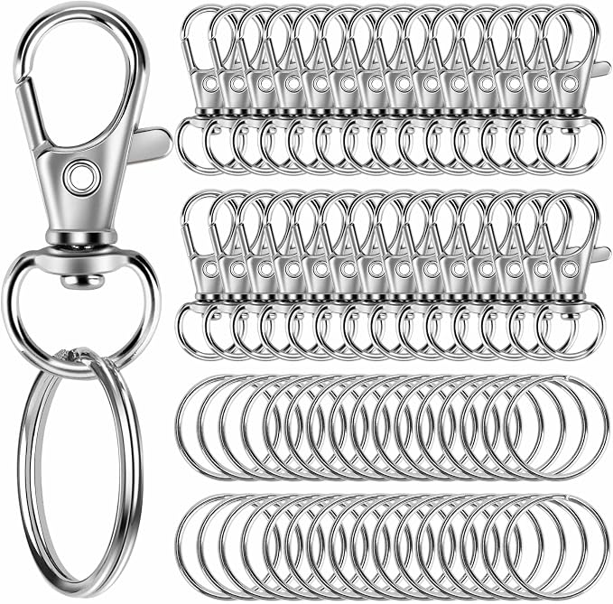 60PCS Keychain Making Kit, Including 30PCS Keychains Clips Hooks and 30PCS Key by Sucrown