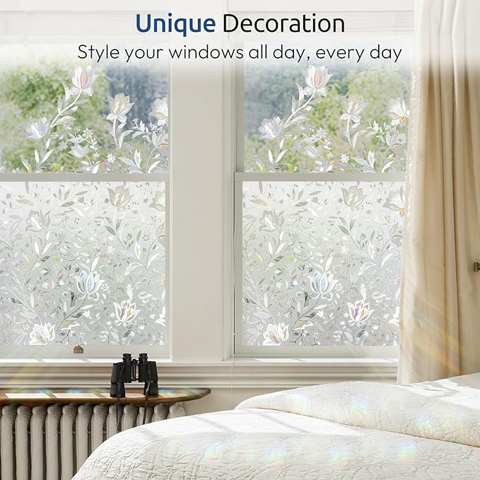 rabbitgoo Window Privacy Film, Stained Glass Cling, Tulip 11.8" x 78.7" | - Image 6