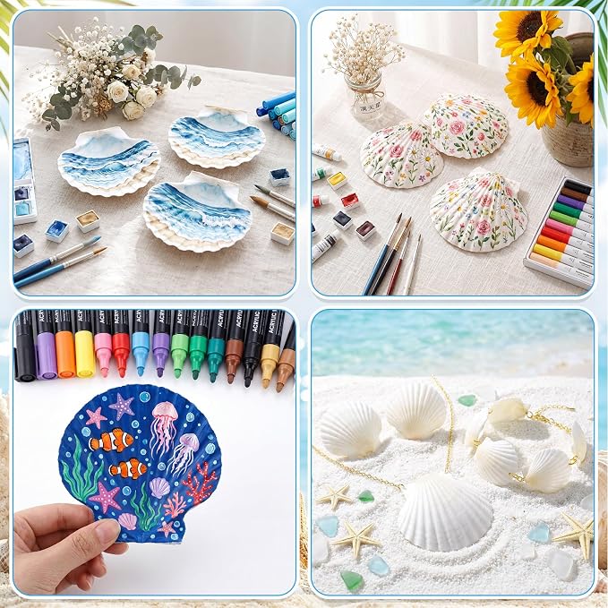 Junkin 40 Pack Natural Scallop Shells and Artificial Starfish - Image 6
