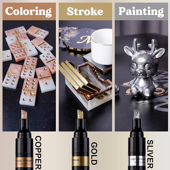 LET'S RESIN Liquid Mirror Chrome Metallic Markers, Reflective Gloss, 2-5mm - Image 3