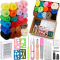 Yizzvb Needle Felting Kit, Wool Roving 24 Colors Set, Needle Wool Felting Tools by yizzvb