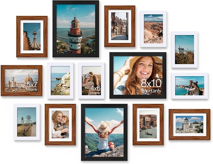 Vittanly 15 Pack Picture Frames Collage Wall Decor, Gallery Frame Set by Vittanly