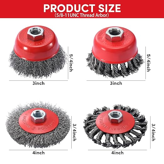 12 Pack Wire Wheel for Angle Grinder Set,4-1/2" Angle Grinder Wire Wheel & Wire Brush for Grinder - 5/8"-11 Arbor - Heavy Duty Wire Wheel for Rust Removal, Polishing - Durable Grinder Wire Wheel Combo