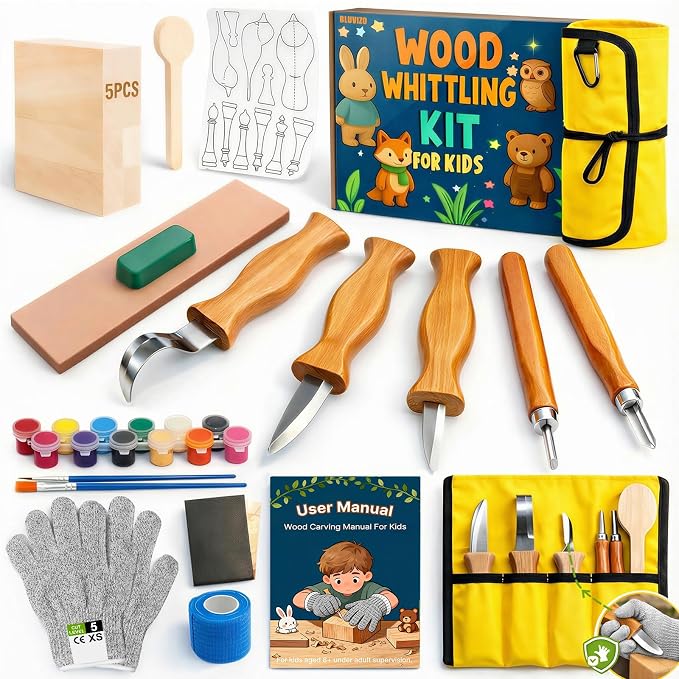 Wood Carving Whittling Kit for Kids: Wood Carving Tool Set by YourTrustedCompanionontheCarvingJourney