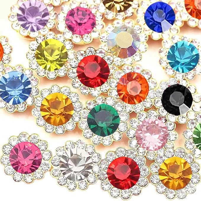 200 PCS 20 Mixed Colors 12MM Crystal Glass Sew on Rhinestones Jewels Gems by Unknown
