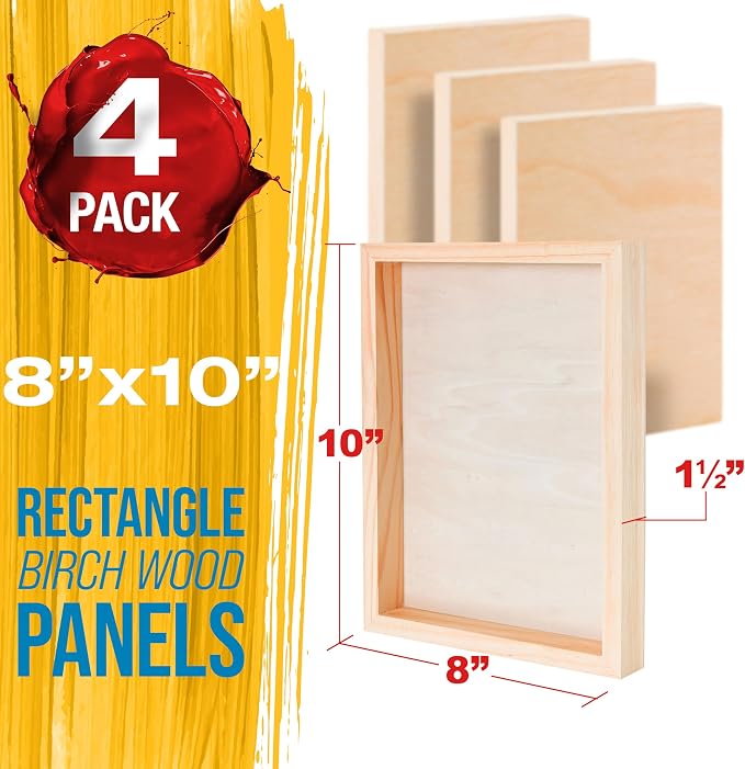U.S. Art Supply 8" x 10" Unfinished Cradled Wood Panels - Image 2
