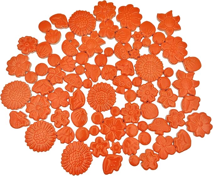 500g/1.1lb Ceramic Mosaic Tiles Mixed Shapes of Flowers, Mushrooms - Image 7