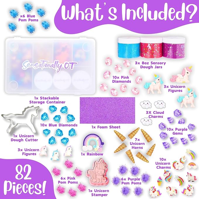 Unicorn Sensory Dough Kit Non-Toxic Dough - Image 3