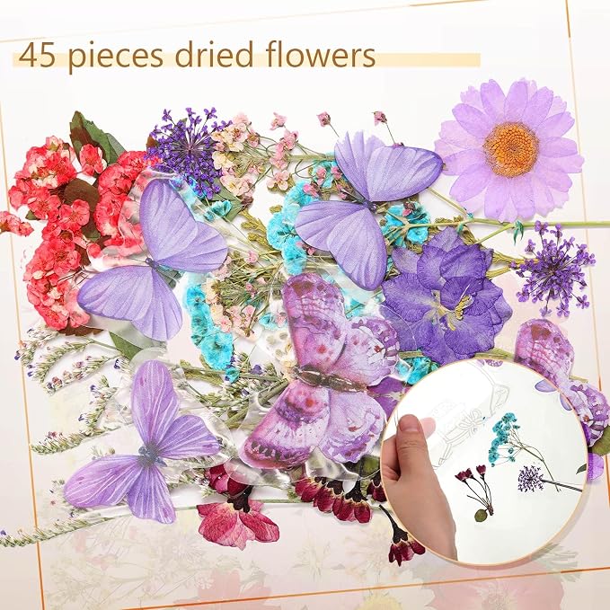 TaoBary 91 Pcs DIY Handmade Transparent Dried Flower Bookmark Set Include - Image 5