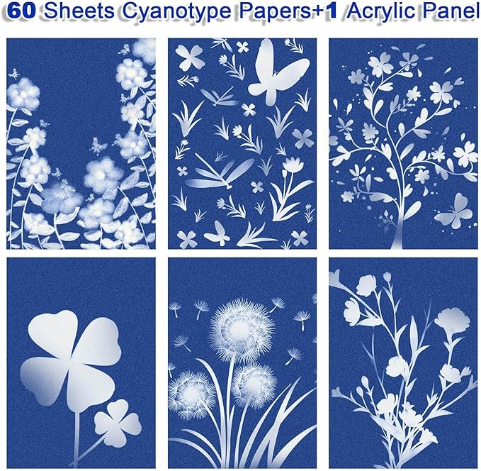 Sun Print Paper Kit Cyanotype Paper, 60 Sheets Cyanotype Papers - Image 3