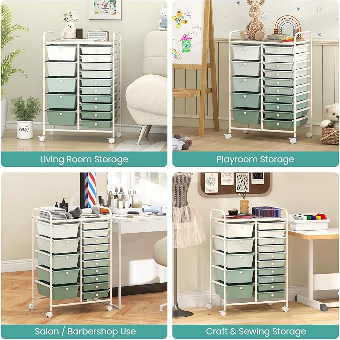 BECOMFORT 15-Drawer Rolling Cart - Image 8