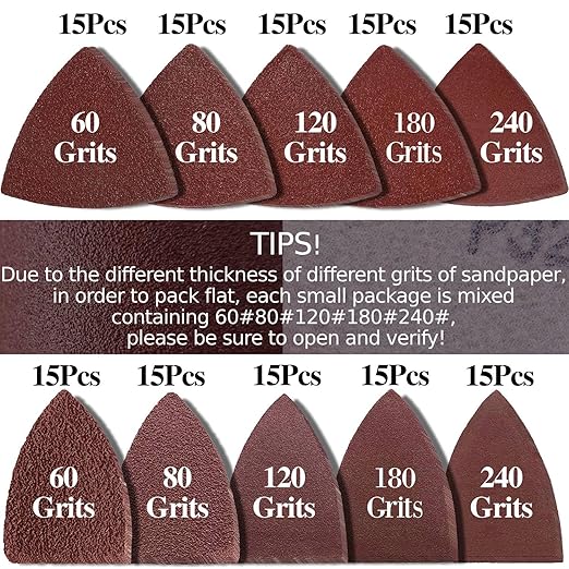 156Pcs Oscillating Tool Sanding Pad Kit, 3Pcs Triangle Sanding Pads and 3Pcs Finger Sanding Pad, 150Pcs Sandpaper, for Wood/Plaster Polish Sanding, & Other Surfaces, Compatible with Multiple Tools