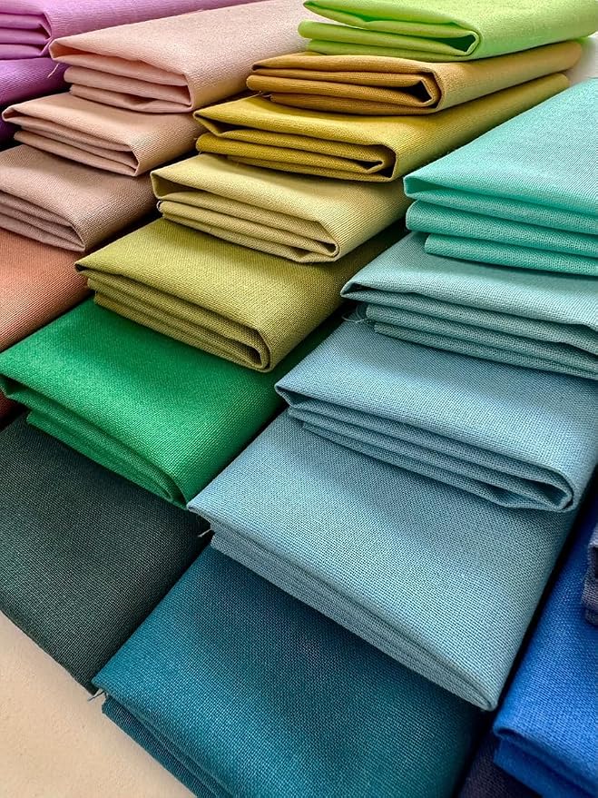 Solid Color Cotton Fabric Bundle – 50 Pre-Cut Squares, 100% Cotton, 120 GSM - Image 5