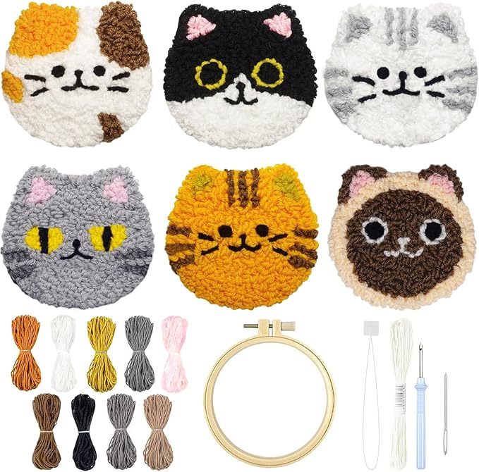 Morledoa Punch Needle Coasters Kit, Punch Needle Kits Adults Beginner, Cat by Morledoa