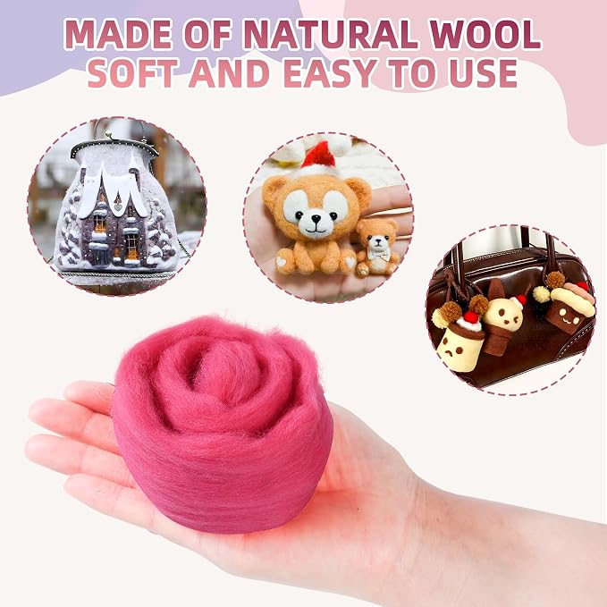 3.53oz Needle Felting Wool, 100% Pure Long-Fiber Wool top roving. Perfect - Image 4