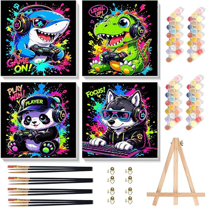 4 Pack Paint by Numbers Kit for Kids by Arttoplus