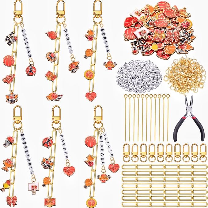 CraftyDream 558 Pcs Basketball Keychain Making Kit DIY Basketball Charms Letter by CraftyDream