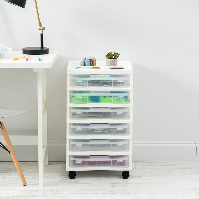 IRIS USA Fits 12" x 12" Paper, 6-Tier Scrapbook Rolling Storage Cart - Image 6