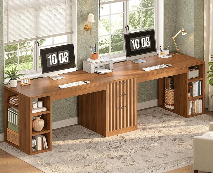 SEDETA Fluted 96.5" Computer Desk - Image 8