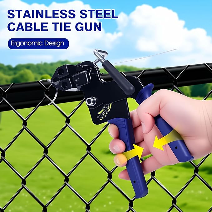 2025 Upgraded Stainless Steel Cable Tie Gun with 200pcs 11.8inch Metal Zip Ties, Fastening and Cutting Heavy Duty Stainless Steel Zip Ties for Chain Link Fence, Exhaust Pipe Outdoor